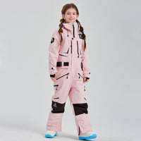 Kids Hooded One-piece Ski Jumpsuits Unisex Ski Snowsuits Riuiyele