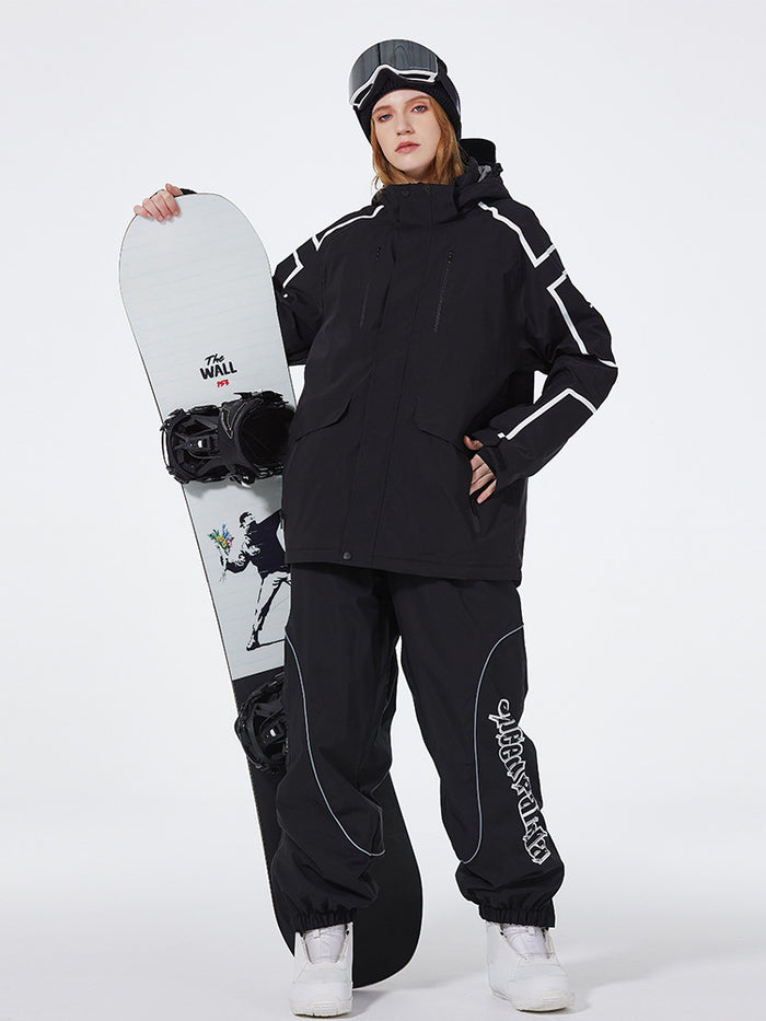 Solid Color Ski & Snowboard Suits with Baggy Snow Pants