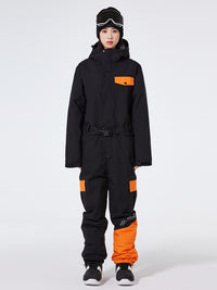 Women's One Piece Snow Suit Colorblock Riuiyele