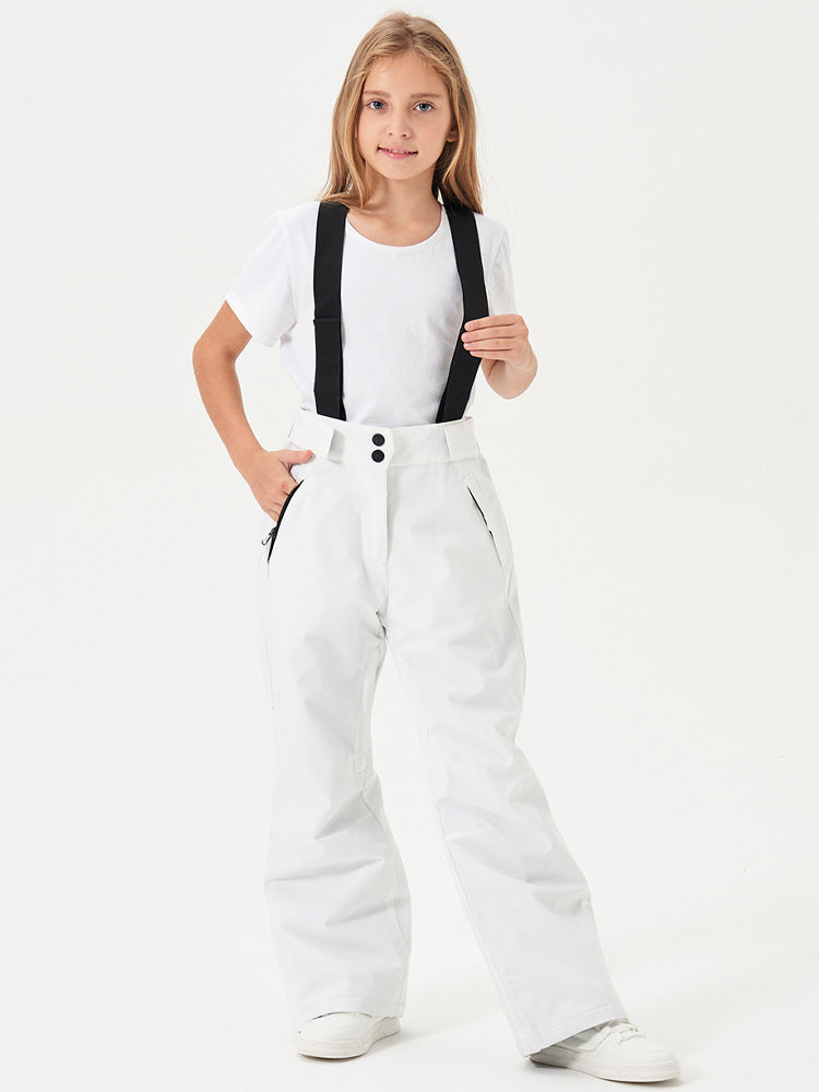 Kids Loose Fit Ski & Snow Bibs Pants One-piece Trousers Riuiyele