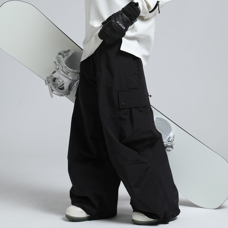 Fashion Cargo Baggy Snowboard Pants Waist Support Trousers for Winter Riuiyele