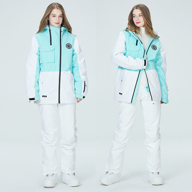 Riuiyele Colorblock Women Ski Jacket & Bib Pants 