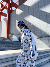 Stylish Printed Ski Jacket and Pants Set