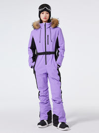 Fur Collar One Piece Ski Suits Jumpsuits Riuiyele