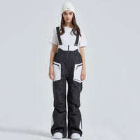 Classical Couple White-black Ski Bibs Overalls Outdoor Pants Riuiyele