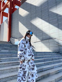 Stylish Printed Ski Jacket and Pants Set Riuiyele