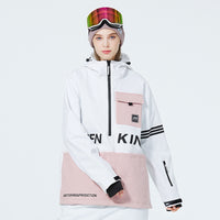 Women Hooded Ski Popover Jacket Insulated Snow Pullover 