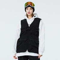 Female Cargo Pocket Ski Snow Vest Windproof Warm Vest 