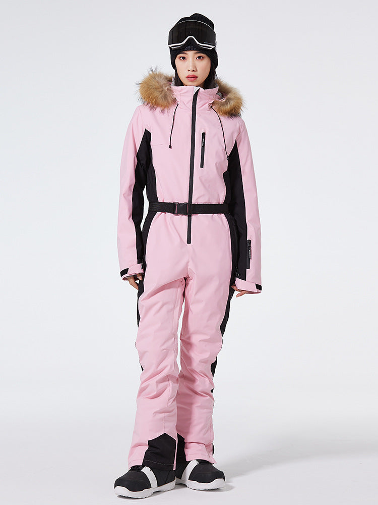 Fur Collar One Piece Ski Suits Jumpsuits Riuiyele