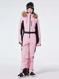 Fur Collar One Piece Ski Suits Jumpsuits Riuiyele