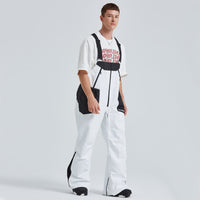 Classical Couple White-black Ski Bibs Overalls Outdoor Pants Riuiyele