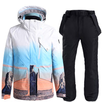 Women Printed Snow Snowboard Jacket & Bib Pants