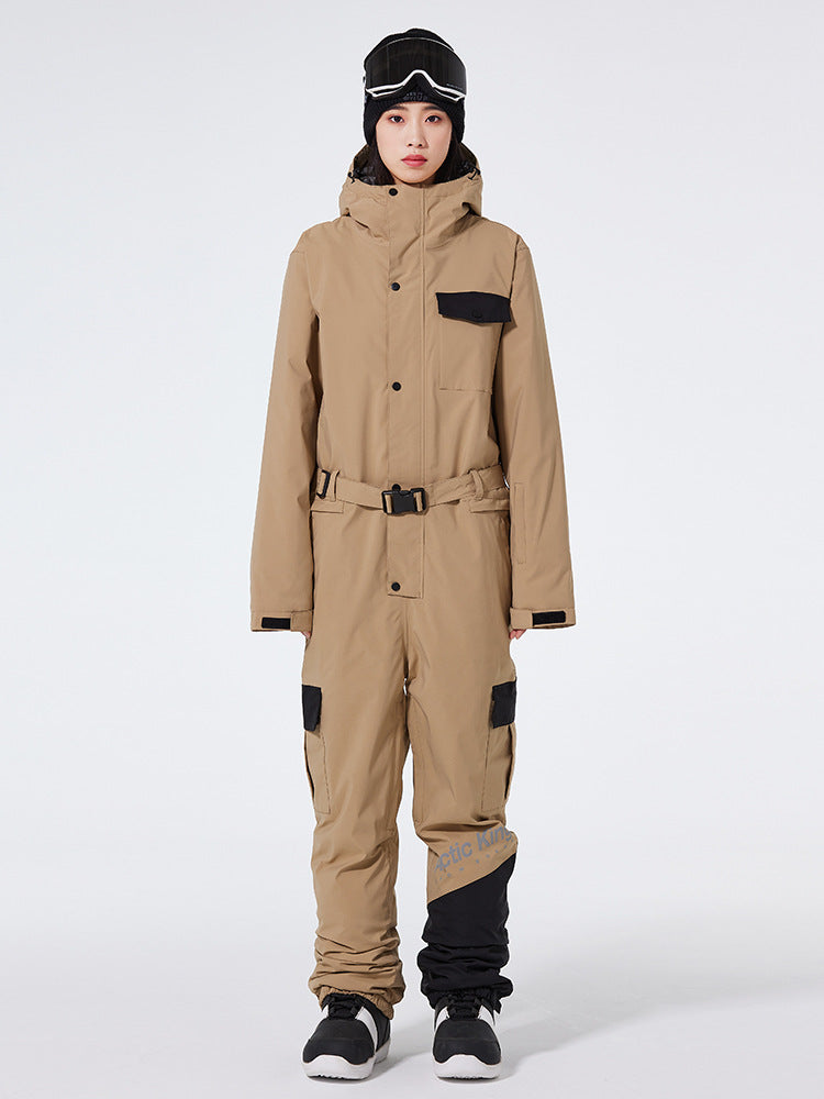 Women's One Piece Snow Suit Colorblock Riuiyele