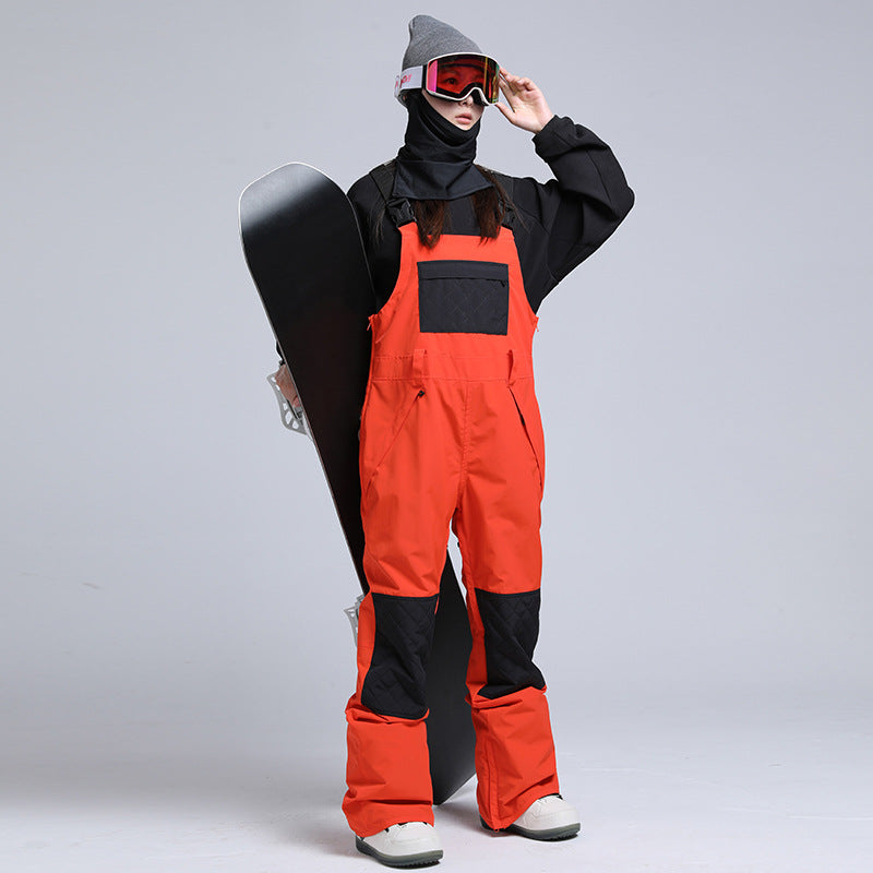 2025 Winter Snowboard Bibs Pants Girls Contrast Color Overalls Riuiyele