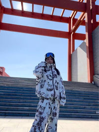 Stylish Printed Ski Jacket and Pants Set