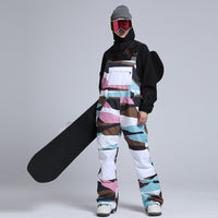 2025 Winter Snowboard Bibs Pants Girls Contrast Color Overalls Riuiyele