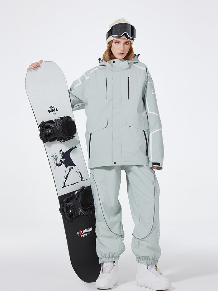 Solid Color Ski & Snowboard Suits with Baggy Snow Pants Riuiyele