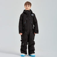 Kids Hooded One-piece Ski Jumpsuits Unisex Ski Snowsuits