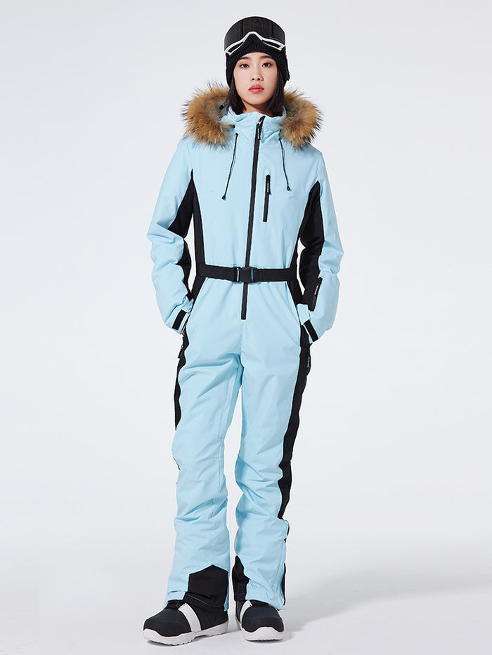 Fur Collar One Piece Ski Suits Jumpsuits Riuiyele