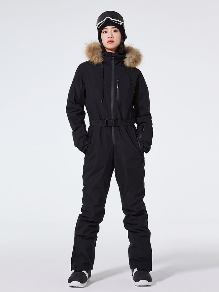 Fur Collar One Piece Ski Suits Jumpsuits Riuiyele