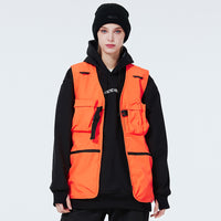 Female Cargo Pocket Ski Snow Vest Windproof Warm Vest 