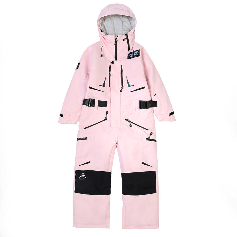 Kids Hooded One-piece Ski Jumpsuits Unisex Ski Snowsuits