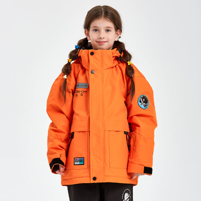 Solid Color Girls Snow Jacket Kids Snowboard Coat Riuiyele