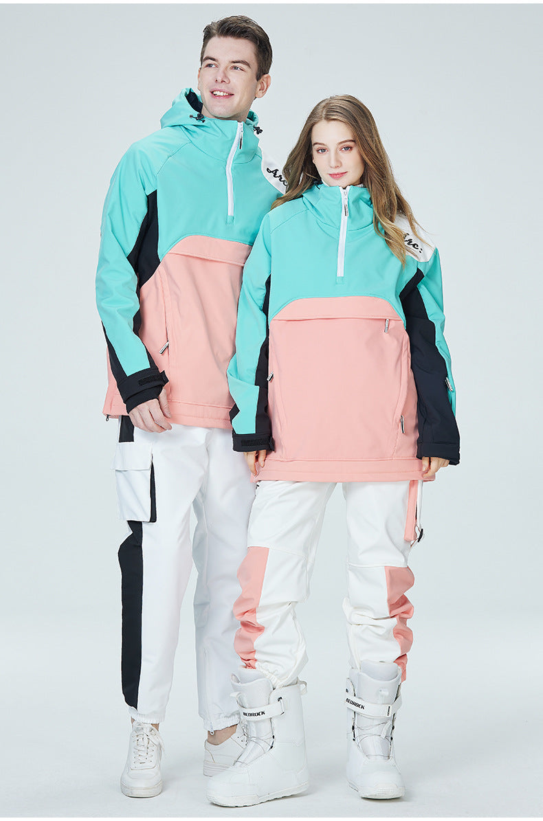 Matching Couple Anorak Snow Jacket Outdoor Half-zip Anorak Jacket 