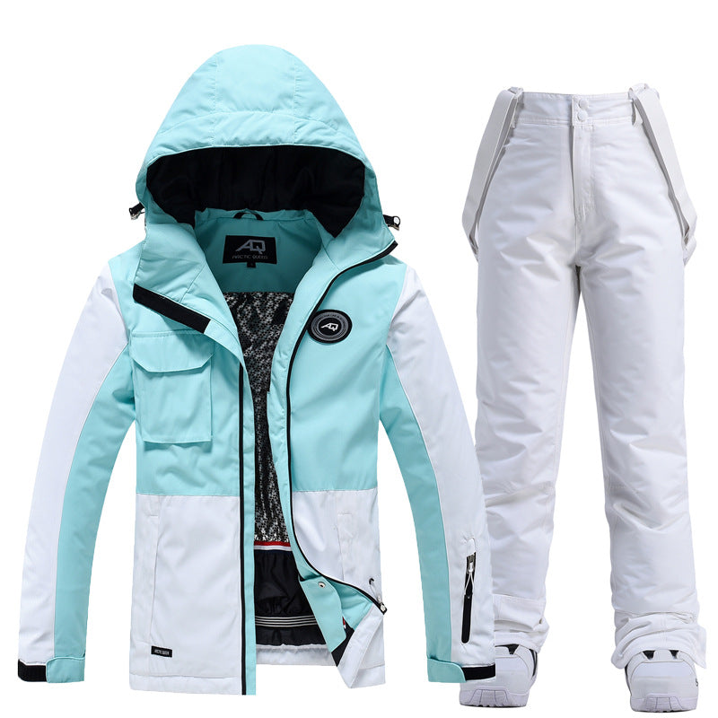 Riuiyele Colorblock Women Ski Jacket & Bib Pants 