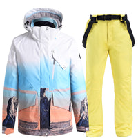 Women Printed Snow Snowboard Jacket & Bib Pants