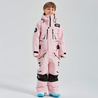 Kids Hooded One-piece Ski Jumpsuits Unisex Ski Snowsuits