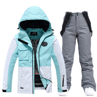 Riuiyele Colorblock Women Ski Jacket & Bib Pants 