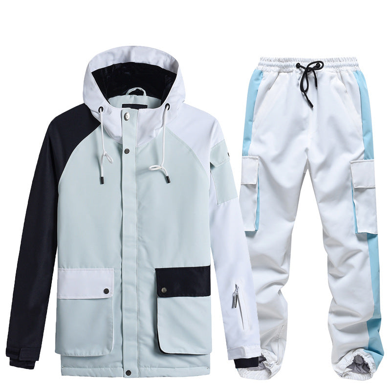 Riuiyele Colorblock Women Ski Anorak Jacket & Overall Pants 