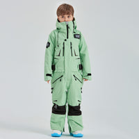 Kids Hooded One-piece Ski Jumpsuits Unisex Ski Snowsuits