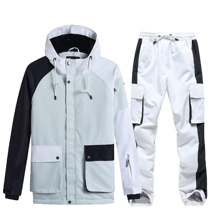 Riuiyele Colorblock Women Ski Anorak Jacket & Overall Pants 