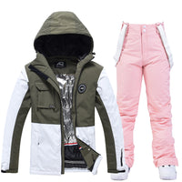 Riuiyele Colorblock Women Ski Jacket & Bib Pants 