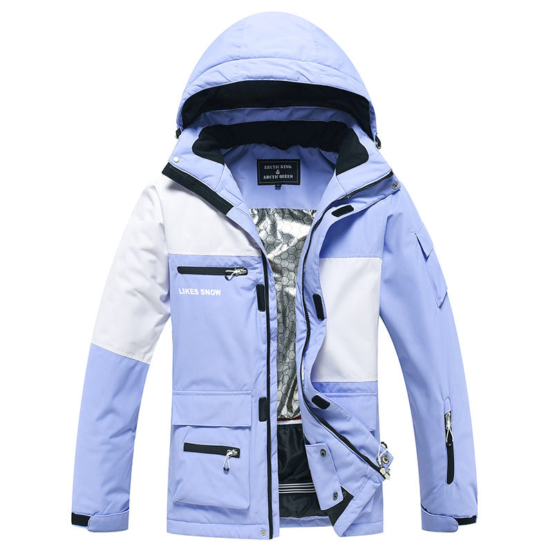 Outdoor Hooded Ski & Snow Jacket Thicken Ski Overalls Tops 