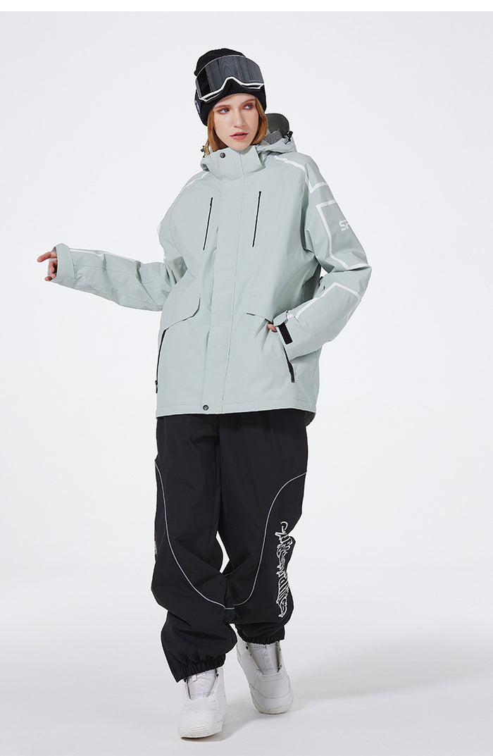 Solid Color Ski & Snowboard Suits with Baggy Snow Pants Riuiyele