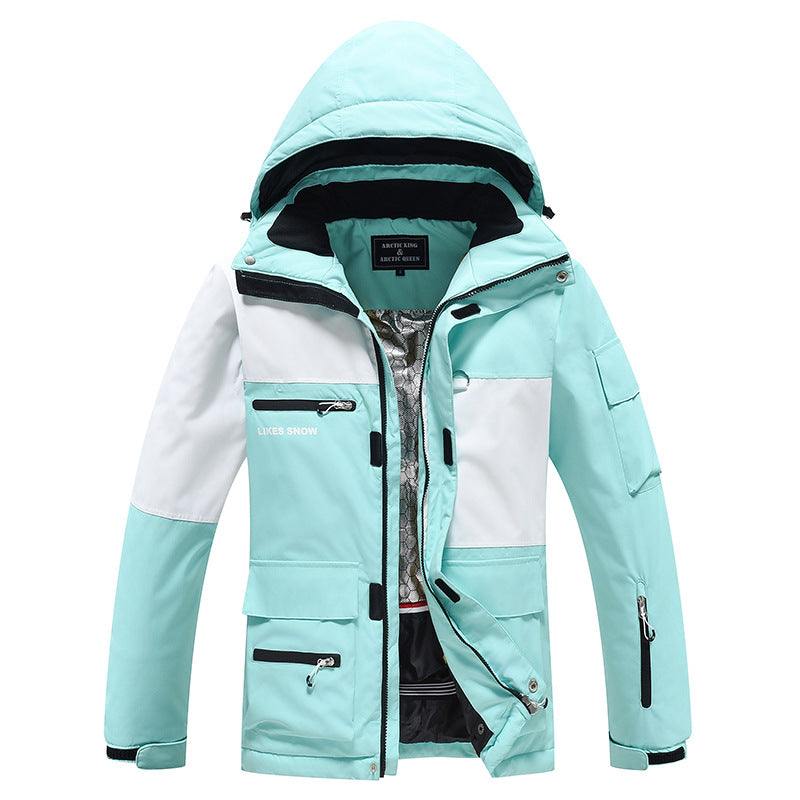 Outdoor Hooded Ski & Snow Jacket Thicken Ski Overalls Tops 