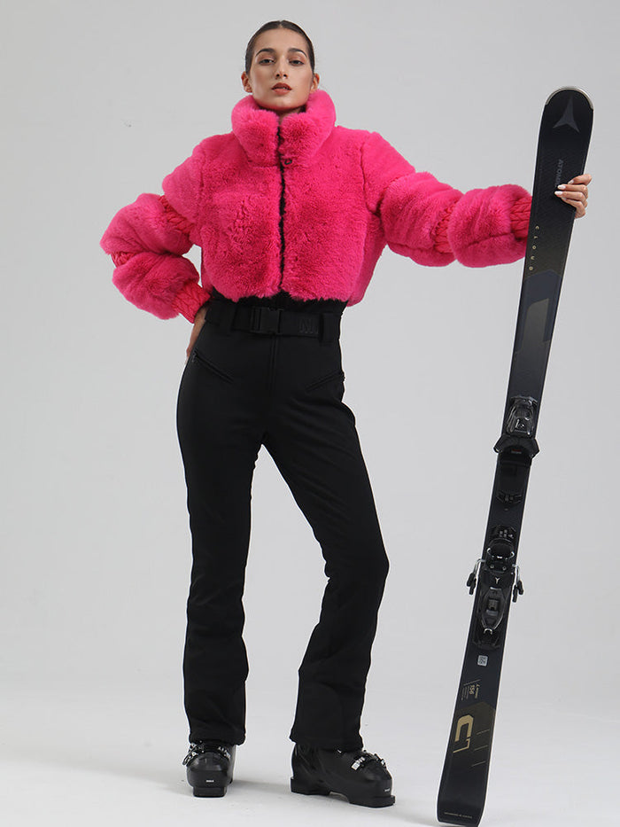 Women's Mountain Chic High Pile Fleece Winter Fashion Ski Jumpsuit 