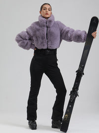 Women's Mountain Chic High Pile Fleece Winter Fashion Ski Jumpsuit 