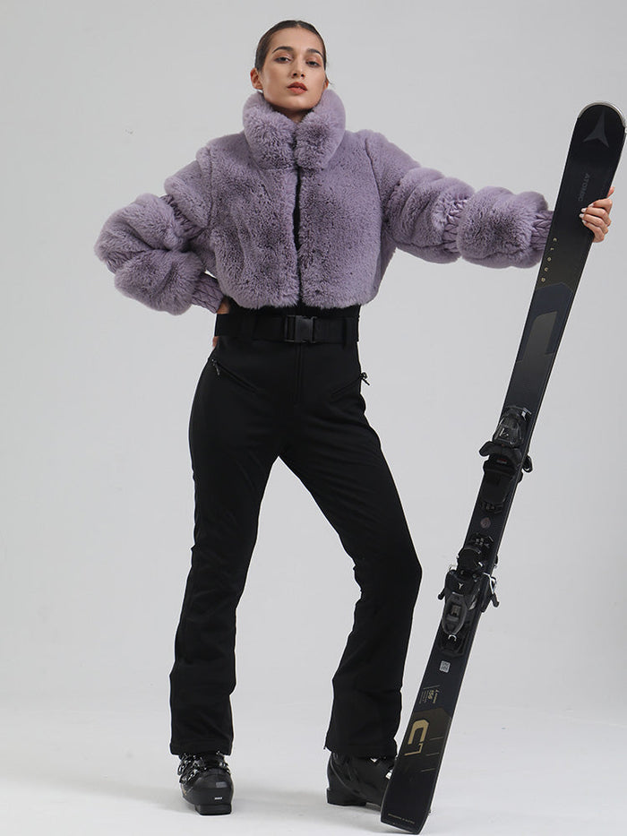 Women's Mountain Chic High Pile Fleece Winter Fashion Ski Jumpsuit 