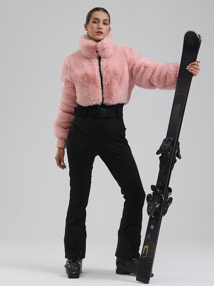 Women's Mountain Chic High Pile Fleece Winter Fashion Ski Jumpsuit 