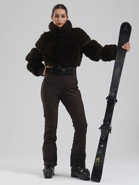 Women's Mountain Chic High Pile Fleece Winter Fashion Ski Jumpsuit 