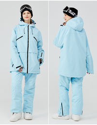 Lady Casual Multi-Pocket 2 Pcs Ski Jacket & Ski Pants Riuiyele