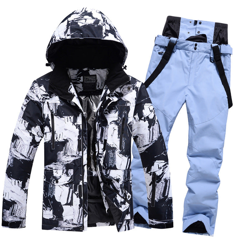 Men Insulated Snowboarding Jacket & Ski Bibs 2 Pieces