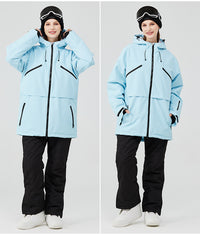 Lady Casual Multi-Pocket 2 Pcs Ski Jacket & Ski Pants Riuiyele