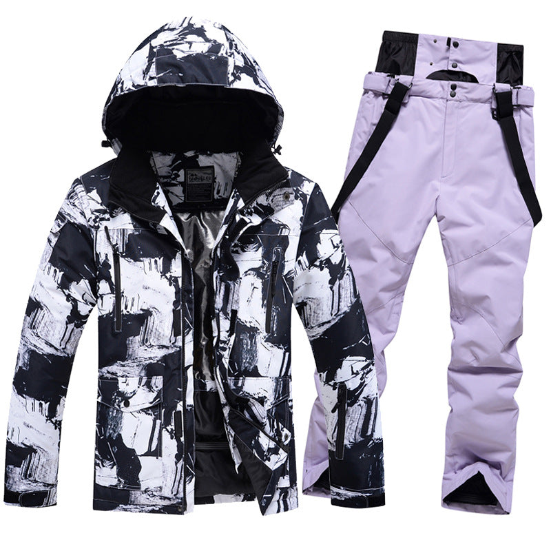 Men Insulated Snowboarding Jacket & Ski Bibs 2 Pieces