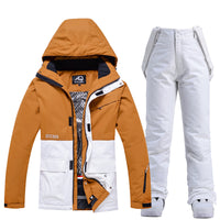 Letter Printed  Ski Jacket and Bib Pants for Women 