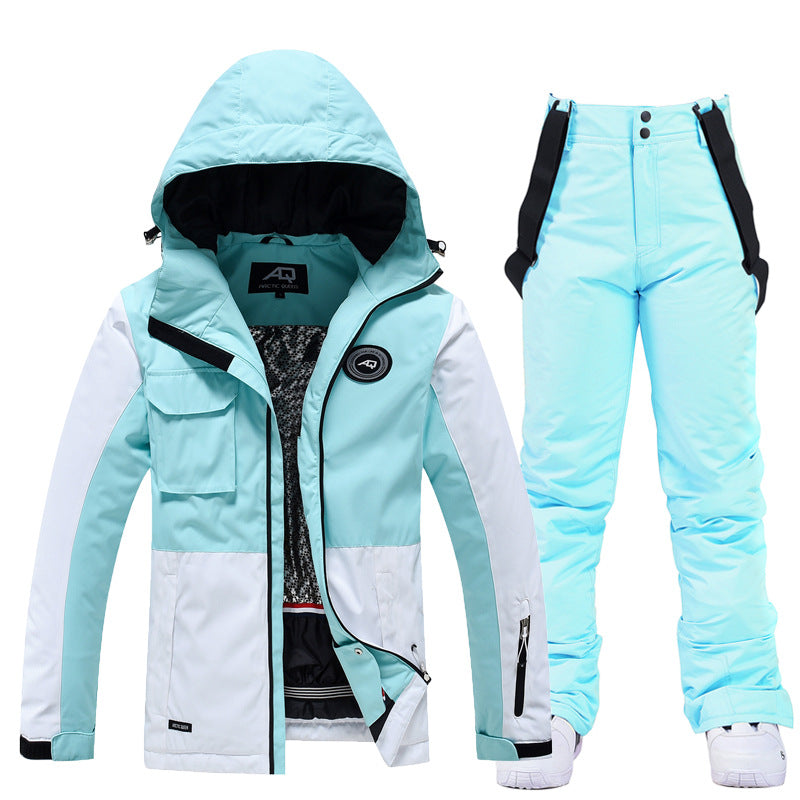 Riuiyele Colorblock Women Ski Jacket & Bib Pants 